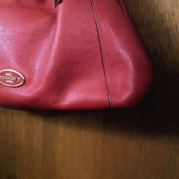 Coach Edie Burgundy Leather Shoulder bag Tote Large - Picture 5 of 14